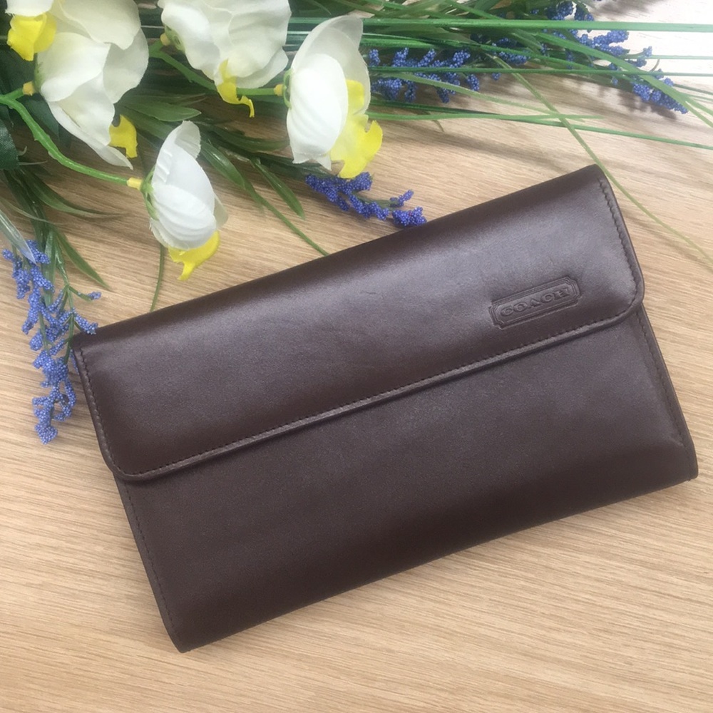Coach Brown Leather Checkbook Wallet, Never Used